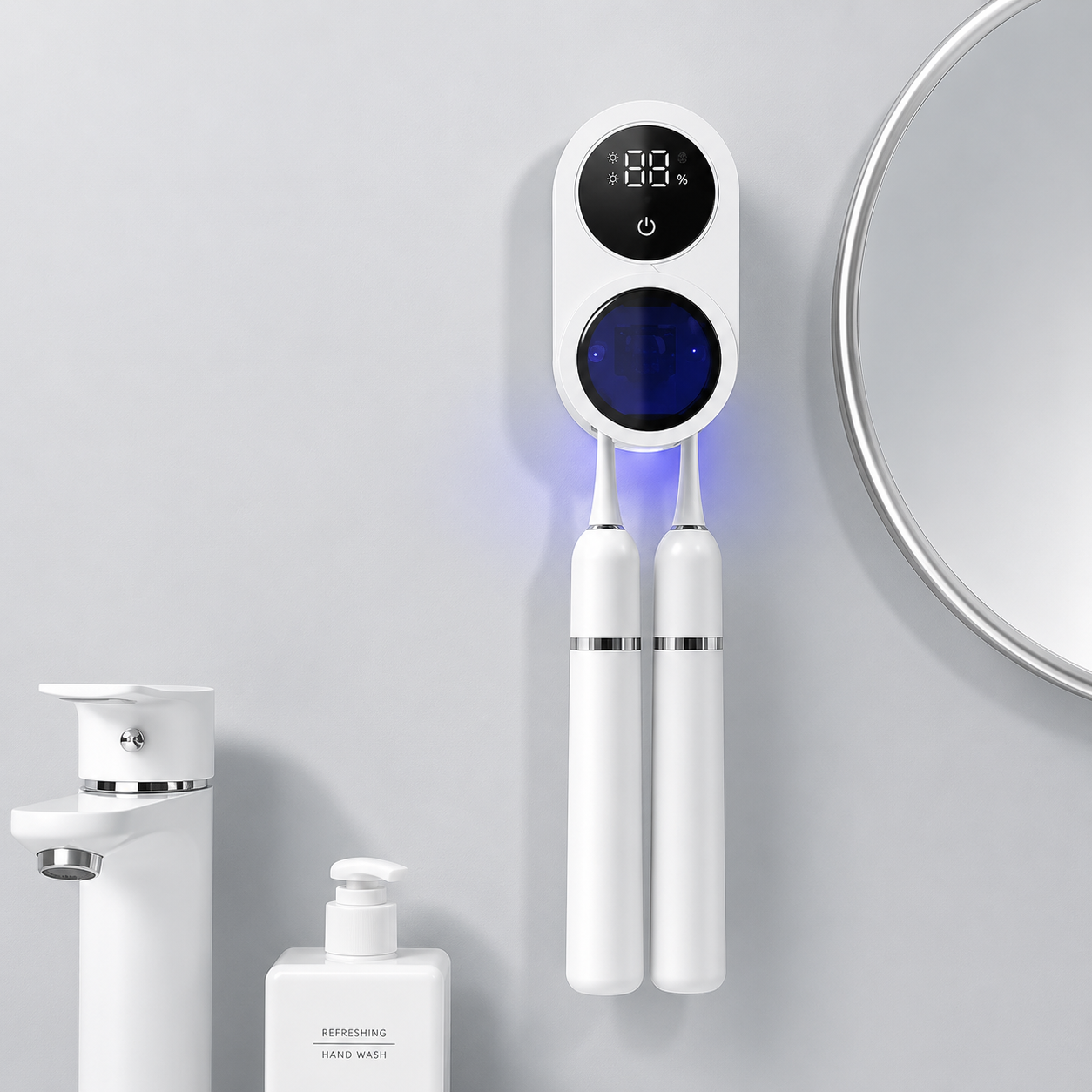 Sterilizing Digital Display Wall-Mounted Smart Induction Toothbrush Holder