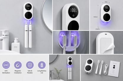 Sterilizing Digital Display Wall-Mounted Smart Induction Toothbrush Holder